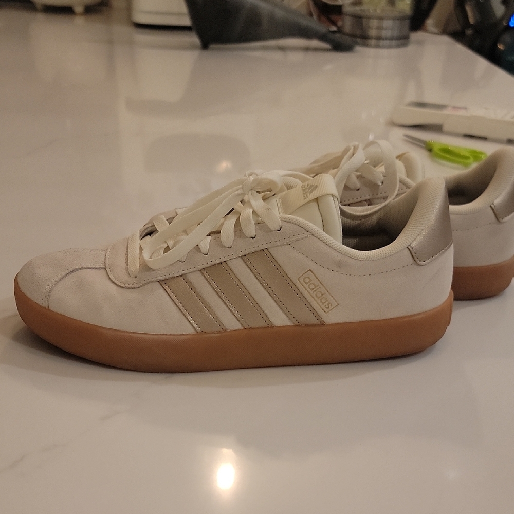 Adidas White and Tan Sneakers